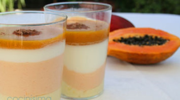 Mousse de mango y de papaya con yogur
