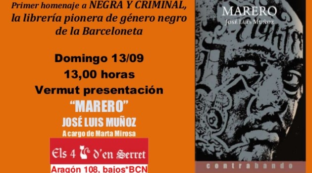 Els 4 Gats d’en Serret homenajea a la librería Negra y Criminal presentando el último libro de José Luis Muñoz