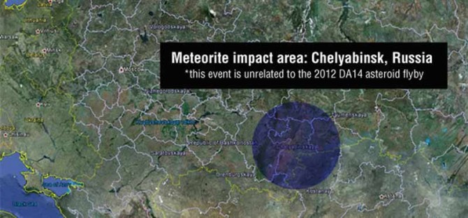 Área del impacto del meteorito. (Imagen: Google Earth, NASA/JPL-Caltech)