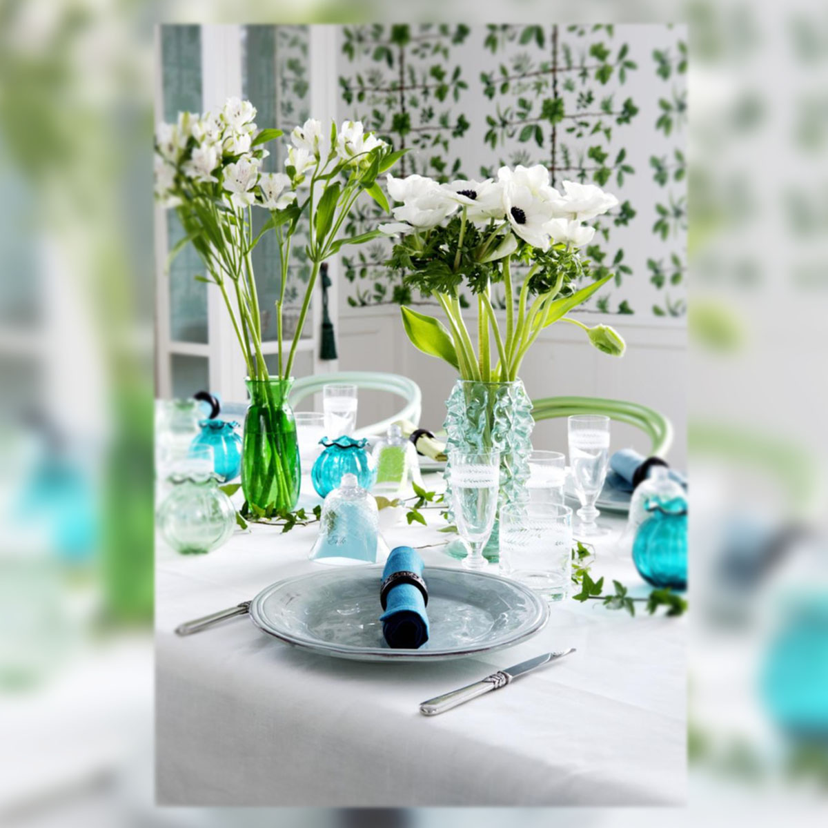 Comedor en tonos verdes- Decoracion Mesa- Table decoration by La Musa Decoracion