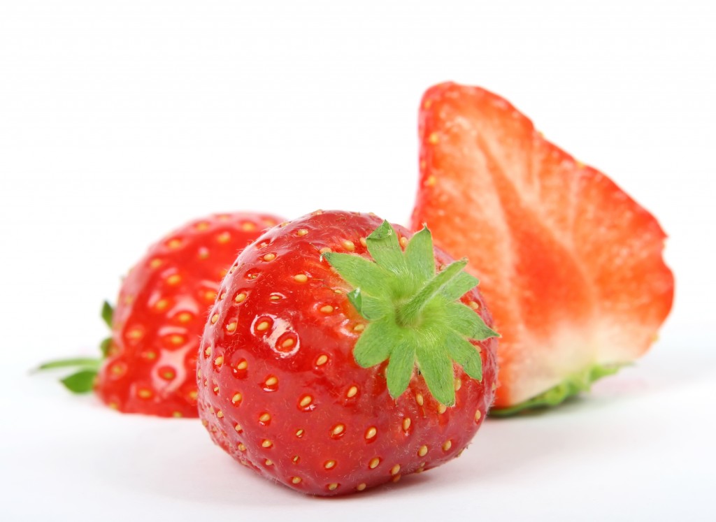 Summer fruit salad ingredients, sliced strawberries