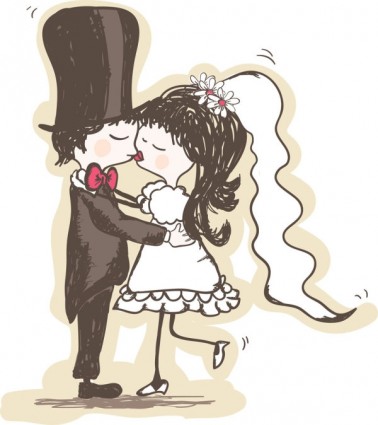 handpainted_version_of_the_bride_and_groom_01_vector_156375