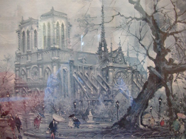 La catedral de Notre Dame en una antigua litografía francesa.