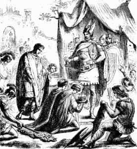 1.-Romulus-Augustulus-the-last-Western-Roman-Emperor-surrenders-the-crown-to-Odoacer-1880-illustration-277x300